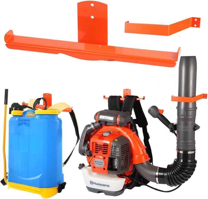 iulrtba Backpack Blower Rack with Hose Holder - Heavy Duty Backpack Sprayer Wall Mount with Dual-Sided Hooks, Space-Saving Backpack Hanger for Weed Eater, Hedge Trimmer and Chain Saw, 330lbs Load Capacity - Image 1